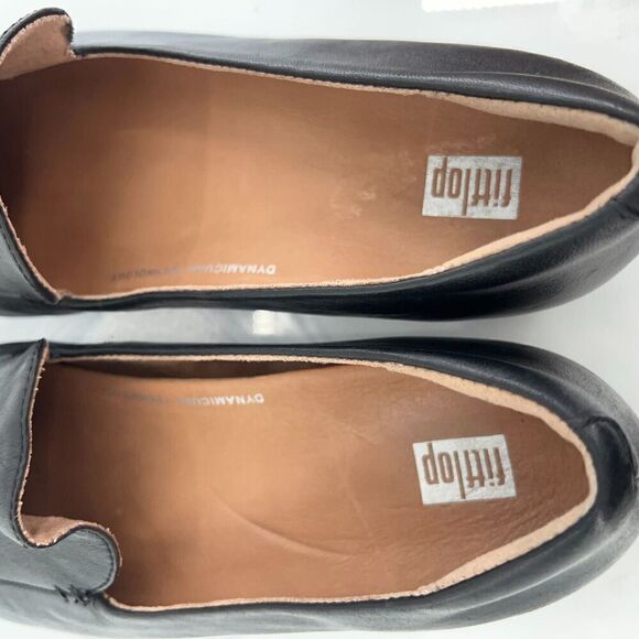 Fitflop Women's Allegro Slip On Shoe Size 8.5 Toning Loafer Flats Black Leather - Picture 12 of 14